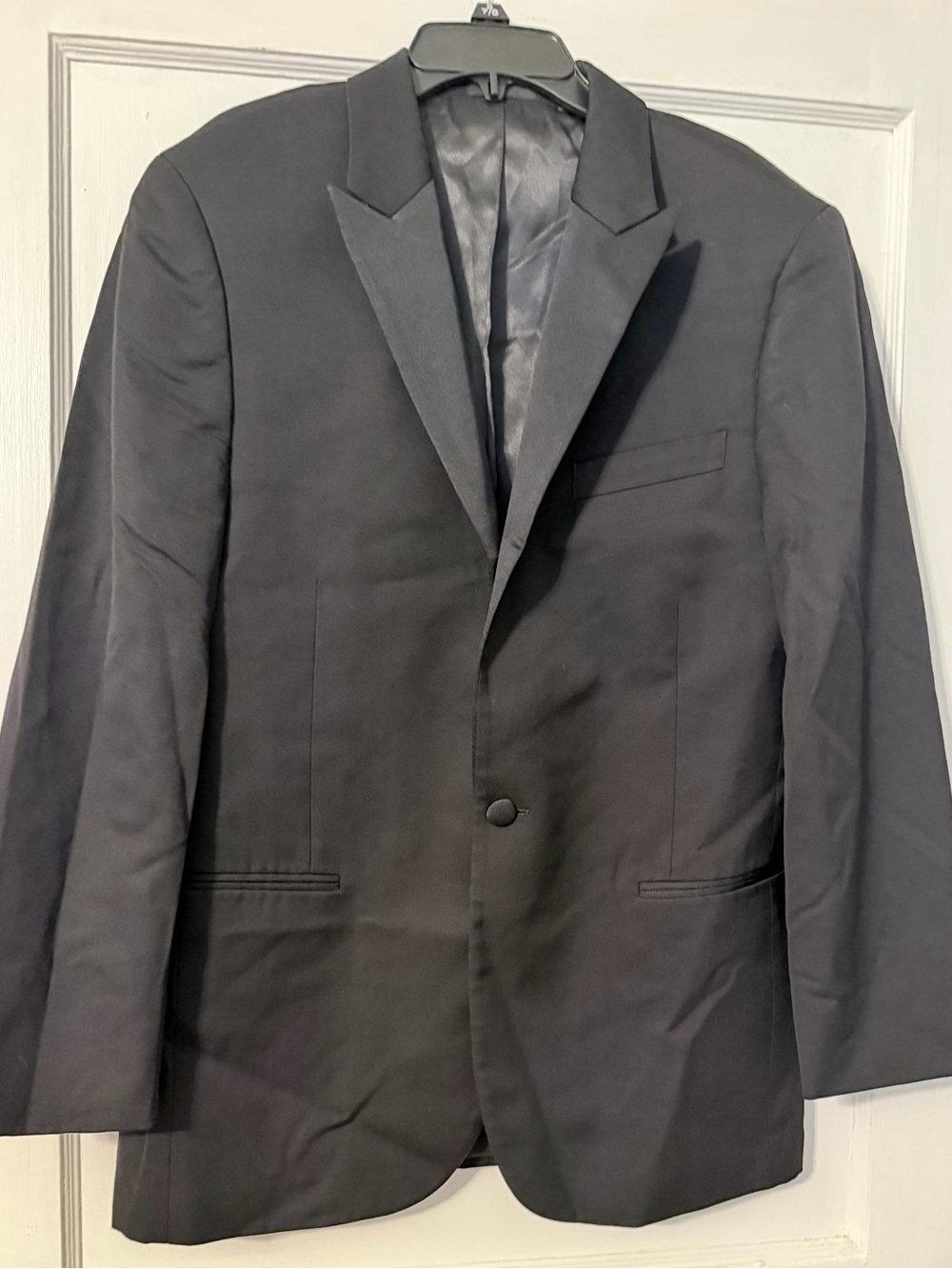 Vera Wang Men's Black Single-Button Tuxedo Jacket with Satin Notch Lapel